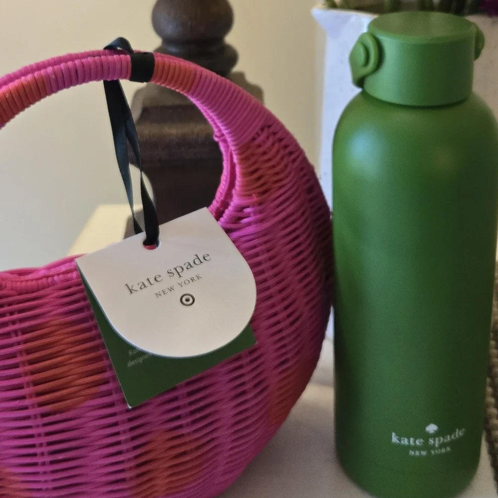 Kate Spade Set Wicker Summer Bag And Water Bottle - Picture 5 of 5